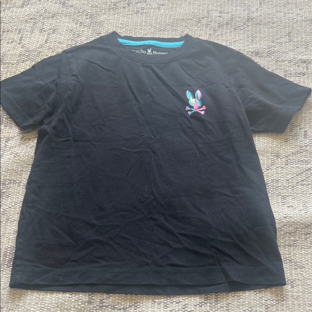 Psycho Bunny Black Tee with Colorful Logo